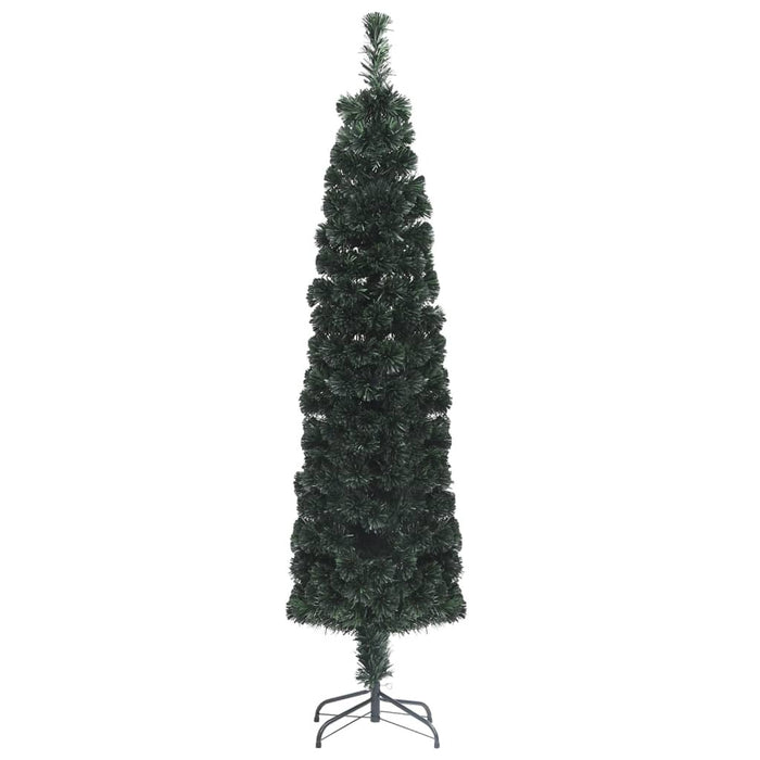 Artificial Slim Christmas Tree with Stand with 5 Colour Fibre Optic 180cm