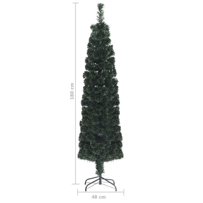 Artificial Slim Christmas Tree with Stand with 5 Colour Fibre Optic 180cm