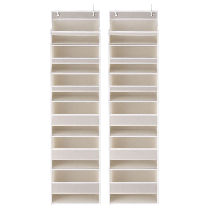 Artiss 2X Over Door Storage Hangers 6-Tier Organiser Pockets Fabric Beige