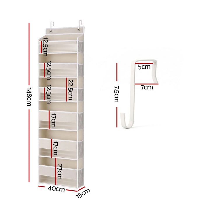 Artiss 2X Over Door Storage Hangers 6-Tier Organiser Pockets Fabric Beige