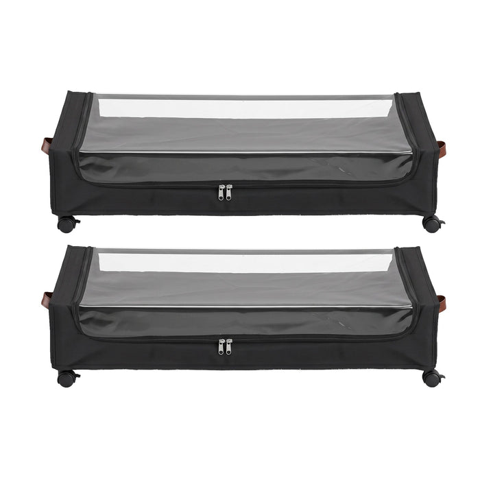 Artiss 2X Under Bed Storage Containers 48L Clothes Organiser Oxford Black