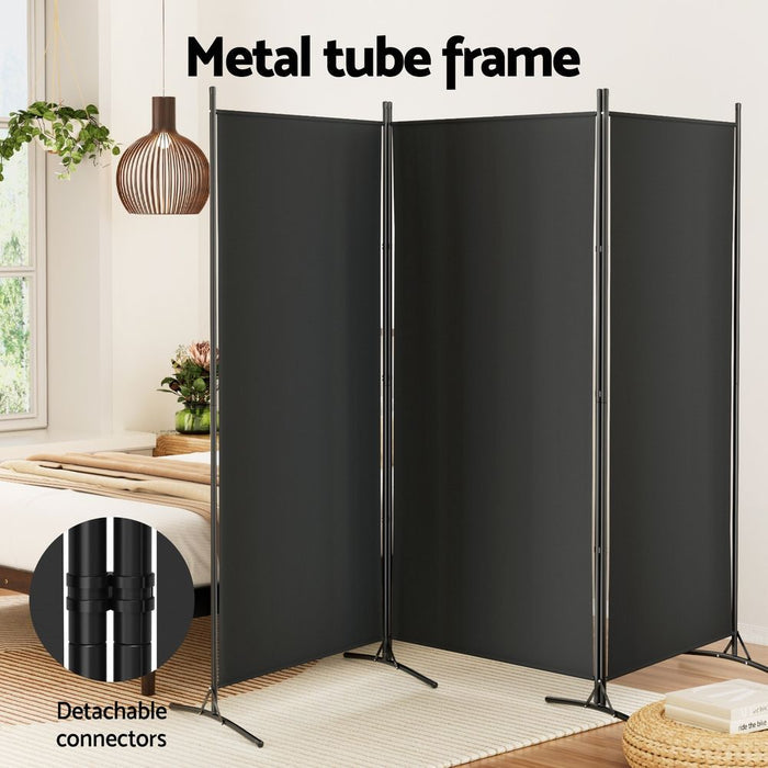 Artiss 3 Panel Room Divider Set of 2 Folding Privacy Screen Fabric Black