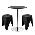 Artiss Bar Stools and Table Set 3PCS Dining Desk Kitchen Chair PVC Leather Black