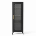 Artiss Buffet Cabinet Sideboard Slim Fluted Kitchen Storage Trolley Wheels Black