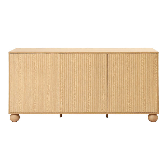 Artiss Buffet Sideboard Cabinet 2-Tier Fluted Kitchen Storage Ball Legs Pine