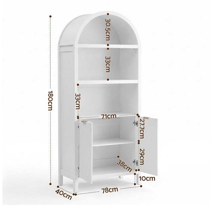 Artiss Buffet Sideboard Cabinet Pantry 180CM Arched Storage Bookshelf White