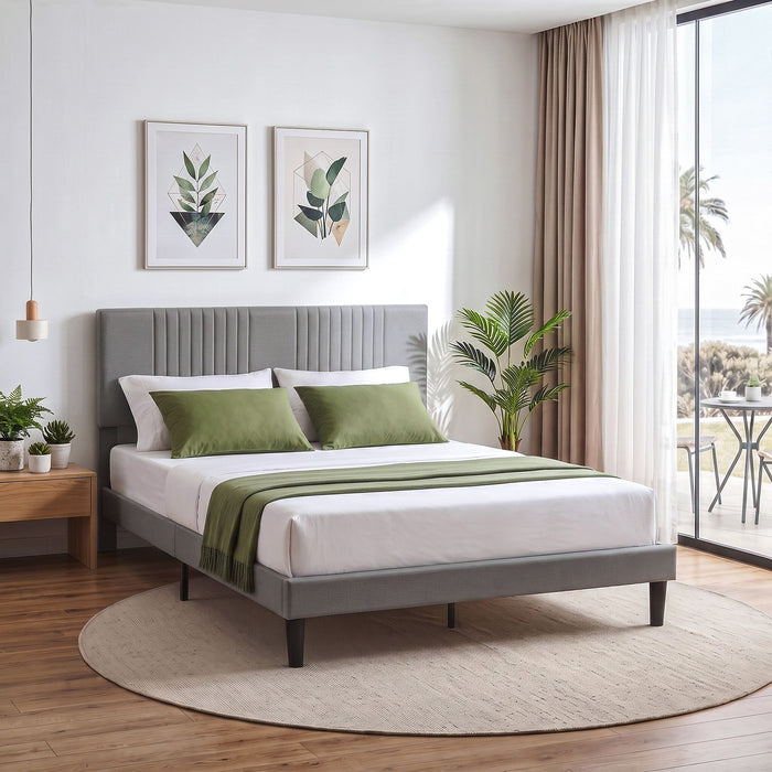Artiss Double Bed Frame with Adjustable Headboard with 300kg Capacity Grey