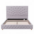 Artiss Double Bed Frame with Tufted Headboard and Plywood Slats Grey