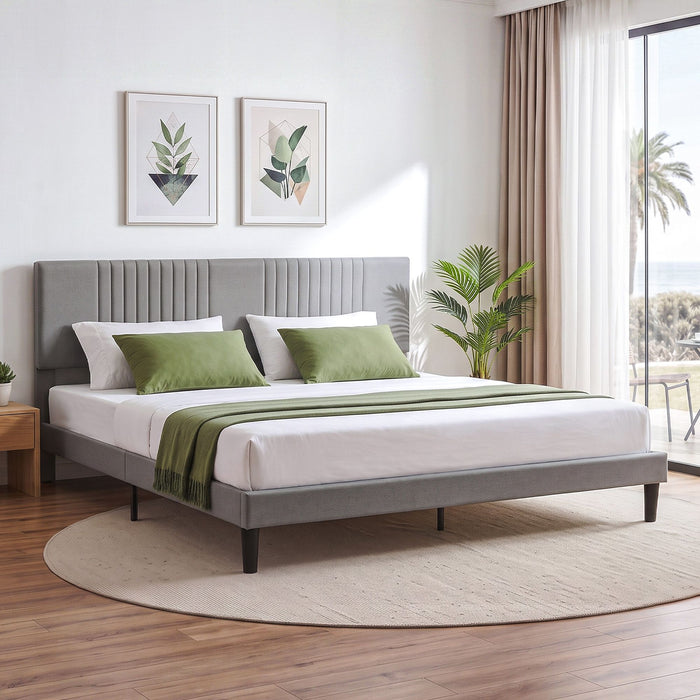 Artiss King Bed Frame with Adjustable Headboard with 300kg Capacity Grey