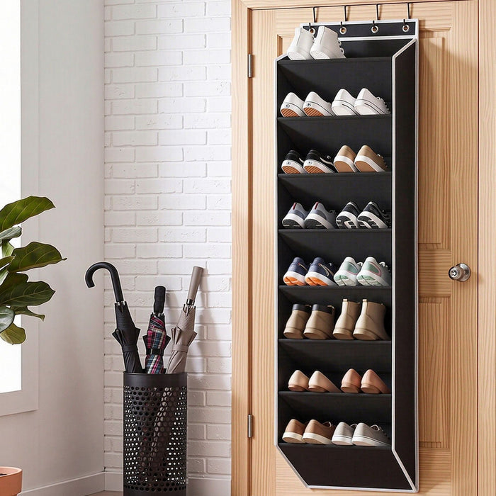 Artiss Over Door Shoe Organiser Storage 8-Tier Hanger Rack Fabric Black