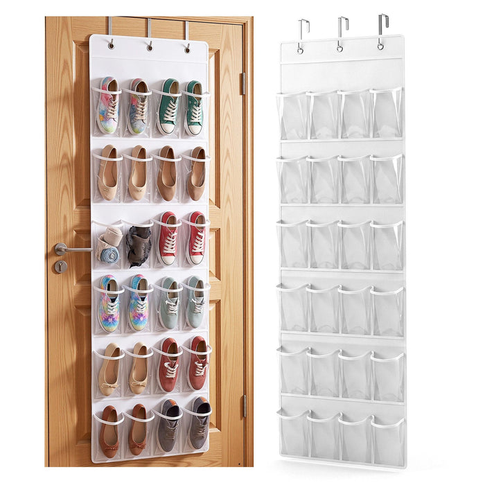 Artiss Over Door Shoe Organiser Storage X2 6-Tier Hanger 24 Pockets White