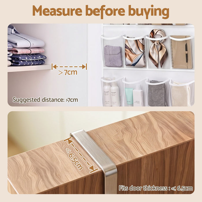 Artiss Over Door Shoe Organiser Storage X2 6-Tier Hanger 24 Pockets White