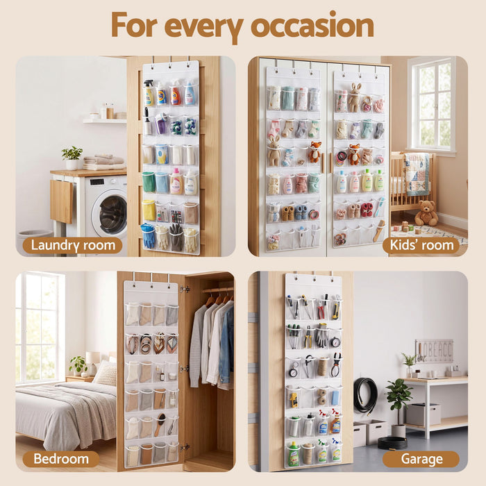 Artiss Over Door Shoe Organiser Storage X2 6-Tier Hanger 24 Pockets White