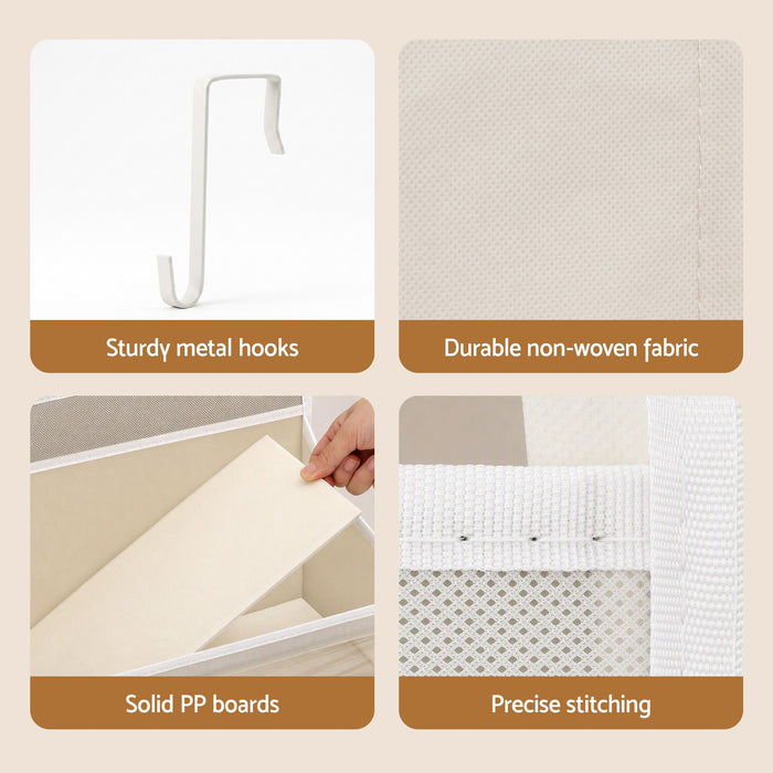Artiss Over Door Storage Hanger 6-Tier 12 Pockets Fabric Organiser Beige