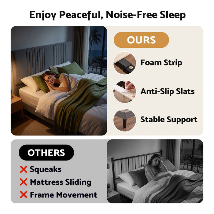 Artiss Queen Bed Frame with Adjustable Headboard with 300kg Capacity Grey