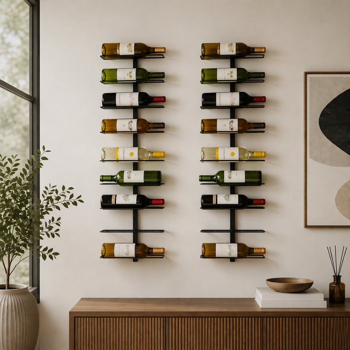 Artiss Set of 2 Metal Wall Mounted Wine Rack Holder with 18-Bottle Capacity Black