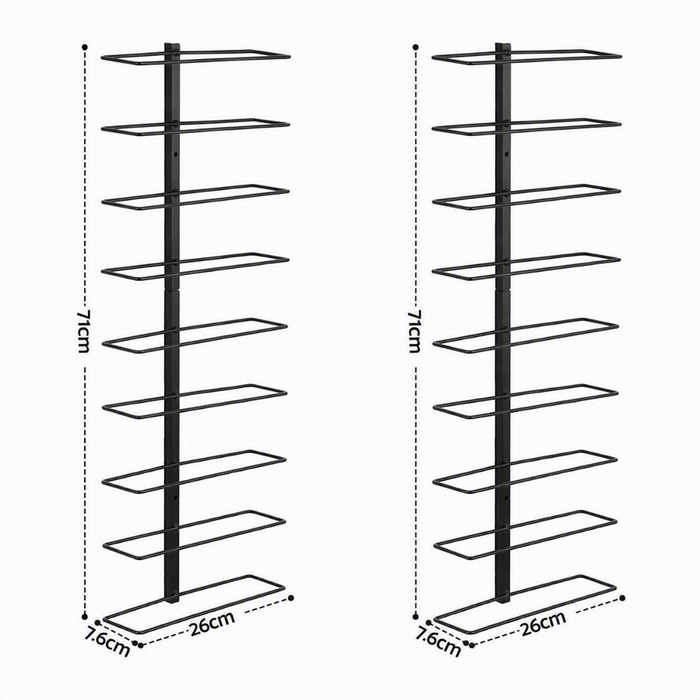 Artiss Set of 2 Metal Wall Mounted Wine Rack Holder with 18-Bottle Capacity Black