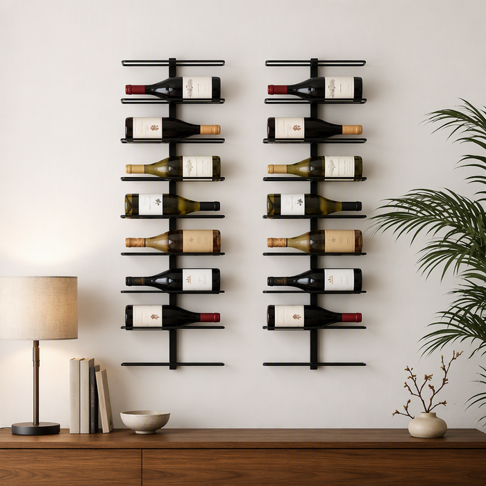 Artiss Set of 2 Metal Wall Mounted Wine Rack Holder with 18-Bottle Capacity Black
