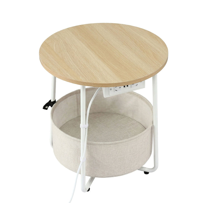 Artiss Set of 2 Round Coffee Table Bedside Side End Table Storage Basket