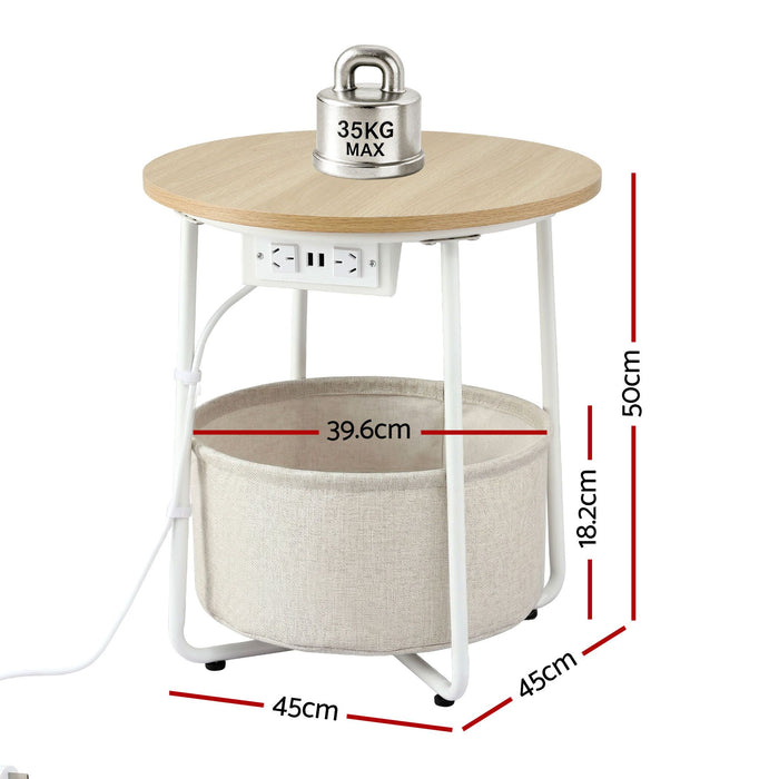 Artiss Set of 2 Round Coffee Table Bedside Side End Table Storage Basket