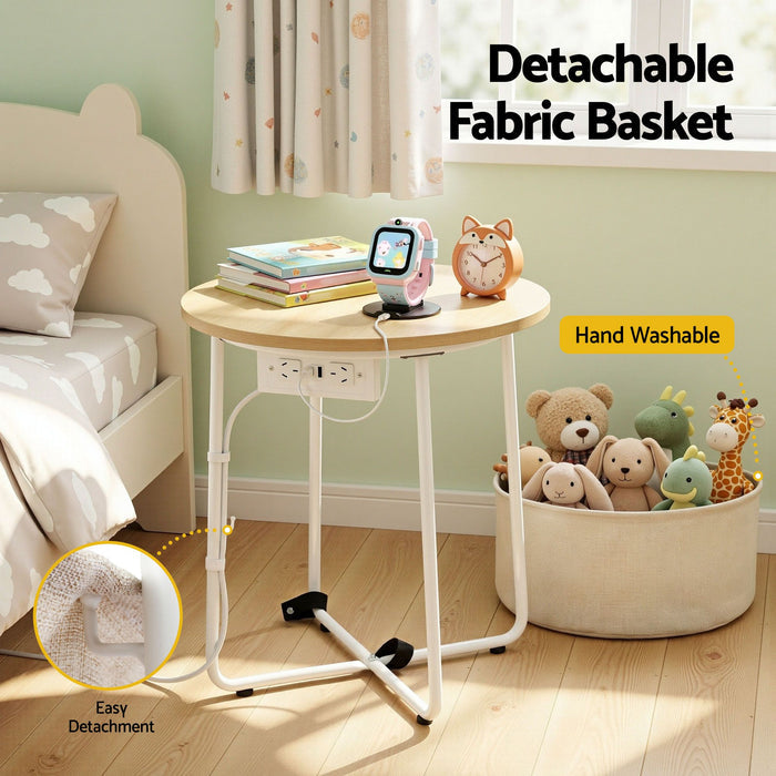 Artiss Set of 2 Round Coffee Table Bedside Side End Table Storage Basket