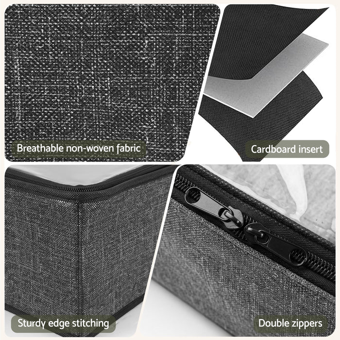 Artiss Under Bed Shoe Storage Containers X2 Box Organiser 12 Pairs Fabric Grey