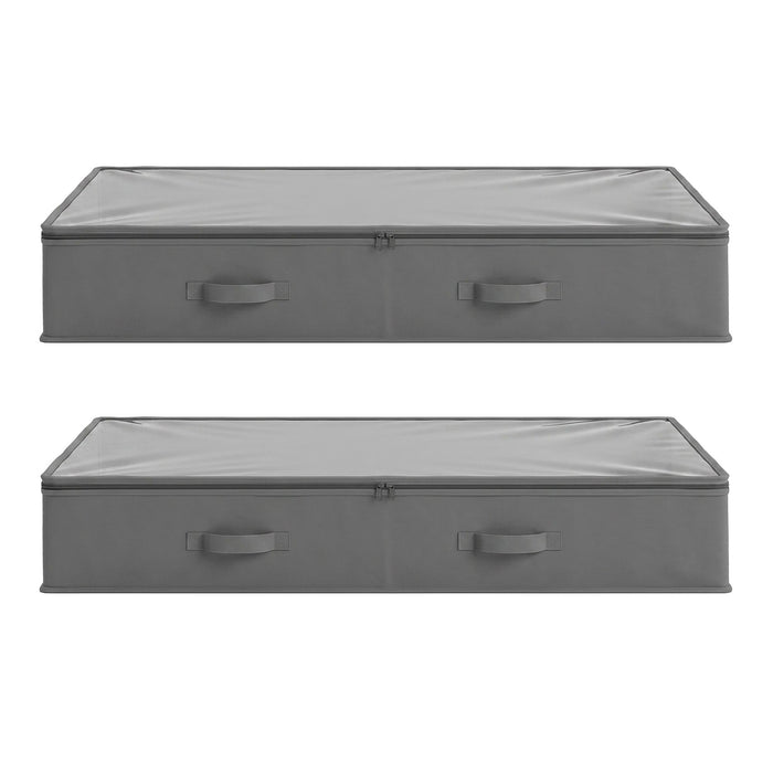 Artiss Under Bed Storage Containers X2 90L Organiser Clear Top Fabric Grey