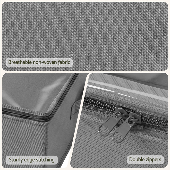 Artiss Under Bed Storage Containers X2 90L Organiser Clear Top Fabric Grey