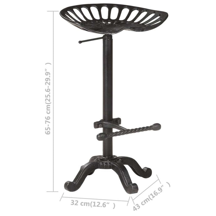 Bar Stool Cast Iron Adjustable Height Footrest Vintage Home Bar Cafe Black