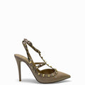 Valentino Beige Patent Leather Rockstud Ankle Strap Sandals EU 37.5