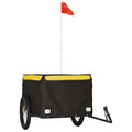 Bike Trailer Cargo Cart Black Yellow Iron 45kg Bicycle Hauler Foldable Tow