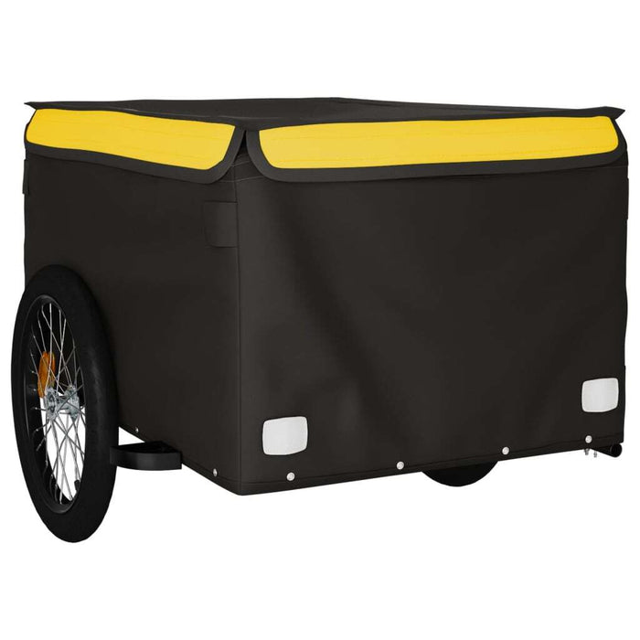 Bike Trailer Cargo Cart Black Yellow Iron 45kg Bicycle Hauler Foldable Tow