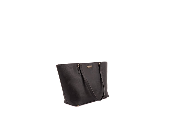 Black Leather Zip Tote