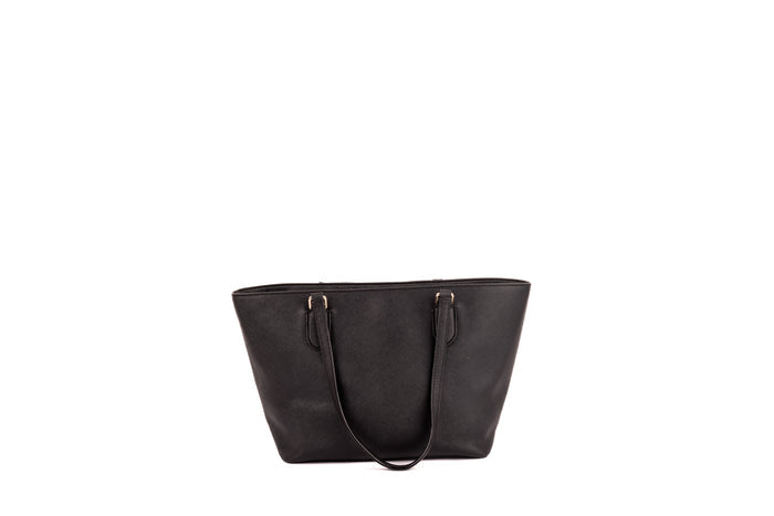 Black Leather Zip Tote