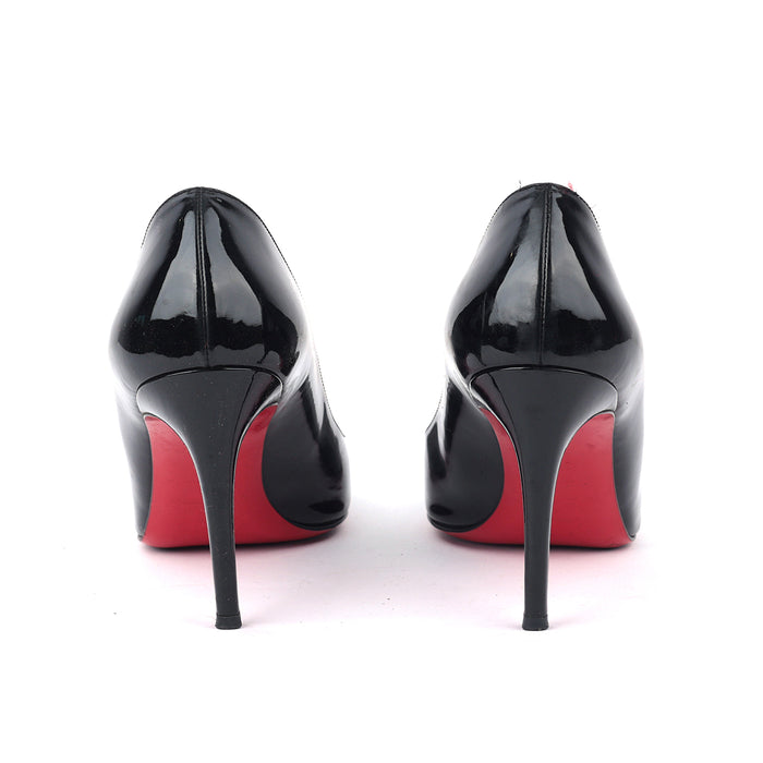 Christian Louboutin Black Patent Leather Simple Pumps Size 38.5