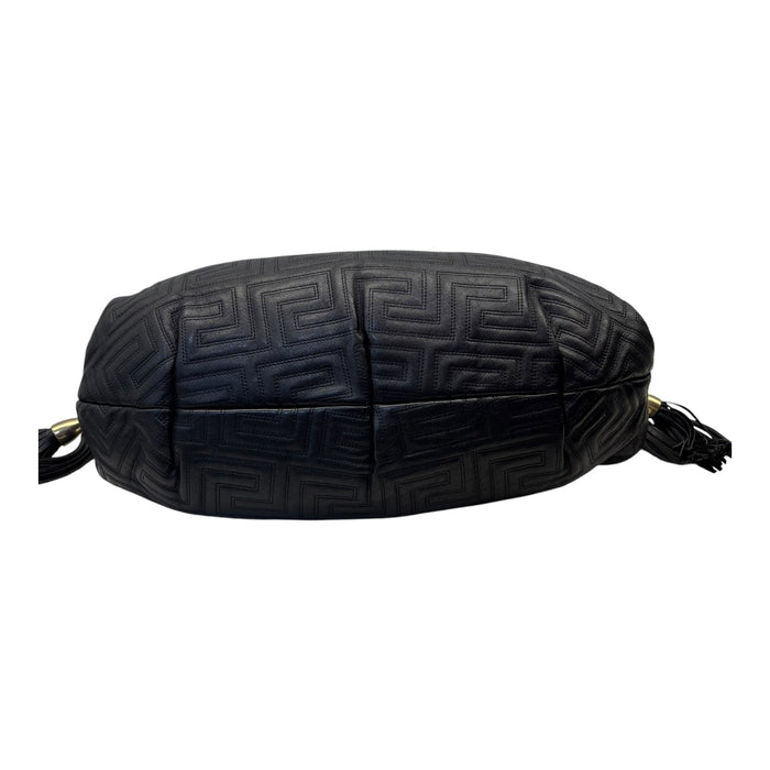 Versace Black/Gold Quilted Leather Satchel