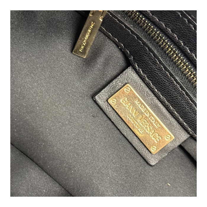Versace Black/Gold Quilted Leather Satchel