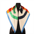 Tory Burch Blue Color Block Logo Silk Square