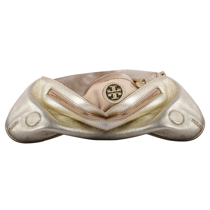 Britten Metallic Gold Leather Clutch