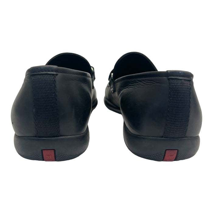 Prada Buckle Driving Loafers in Black Leather Size EU 41.5