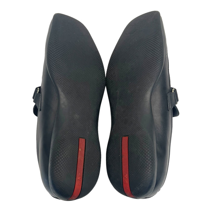 Prada Buckle Driving Loafers in Black Leather Size EU 41.5