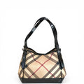 Burberry Canterbury Tote Beige Super Nova Check Patent Leather