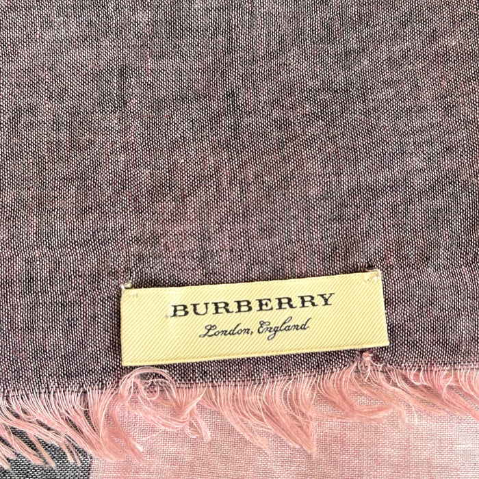 Burberry Gauze Fringed Edge Scarf Black/Pink Nova Check