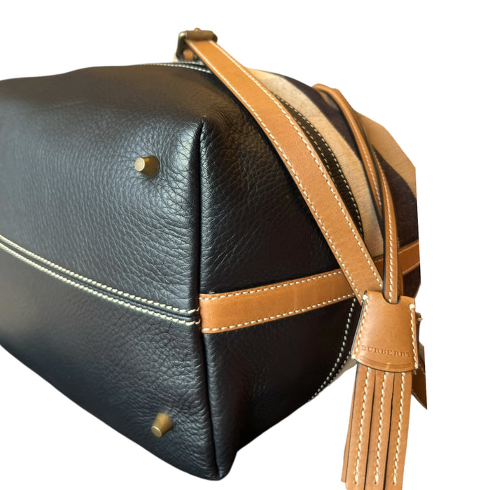 Burberry Heston Bucket Bag Signature House Check Canvas