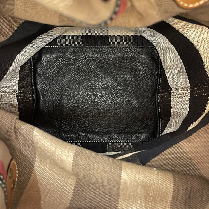 Burberry Heston Bucket Bag Signature House Check Canvas
