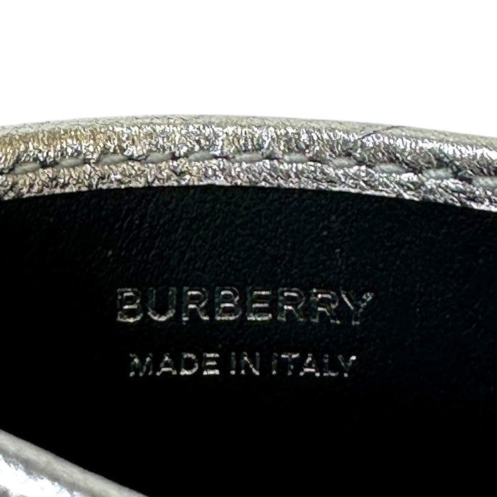 Burberry Lola Card Case Silver Metallic Quilted Leather