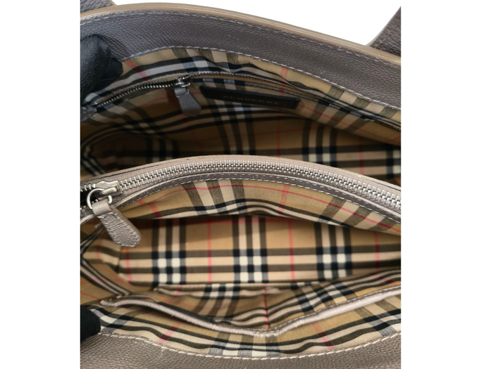 Burberry Plaid Leather Banner Handle Bag