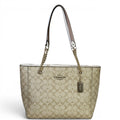 Coach Cammie Chain Tote Beige Signature Canvas