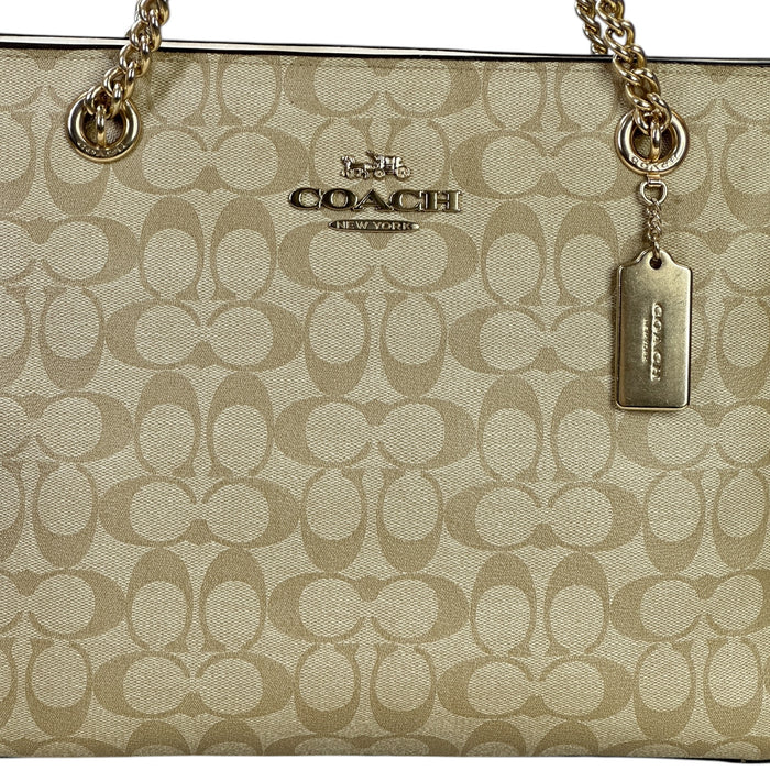 Coach Cammie Chain Tote Beige Signature Canvas