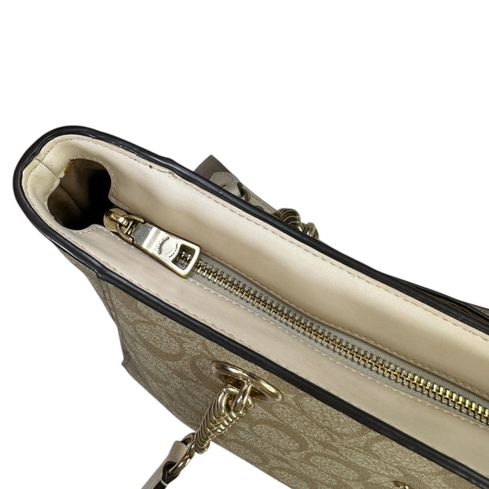 Coach Cammie Chain Tote Beige Signature Canvas